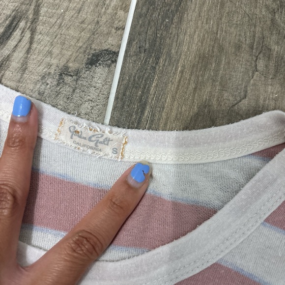 John Galt Pink and white striped short sleeve top - Picture 2 of 5